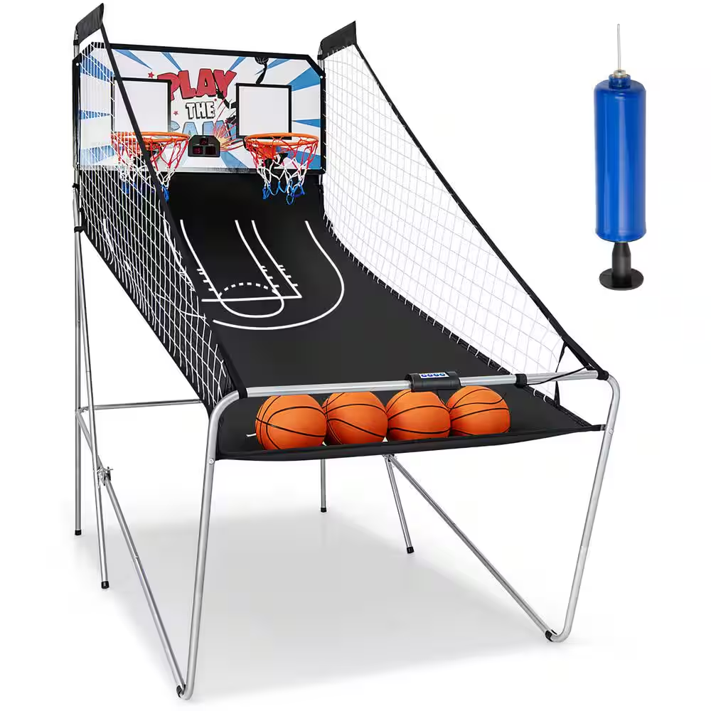 Dual LED Electronic Shot Basketball Arcade Game with 8 Game Modes 4 Balls Foldable
