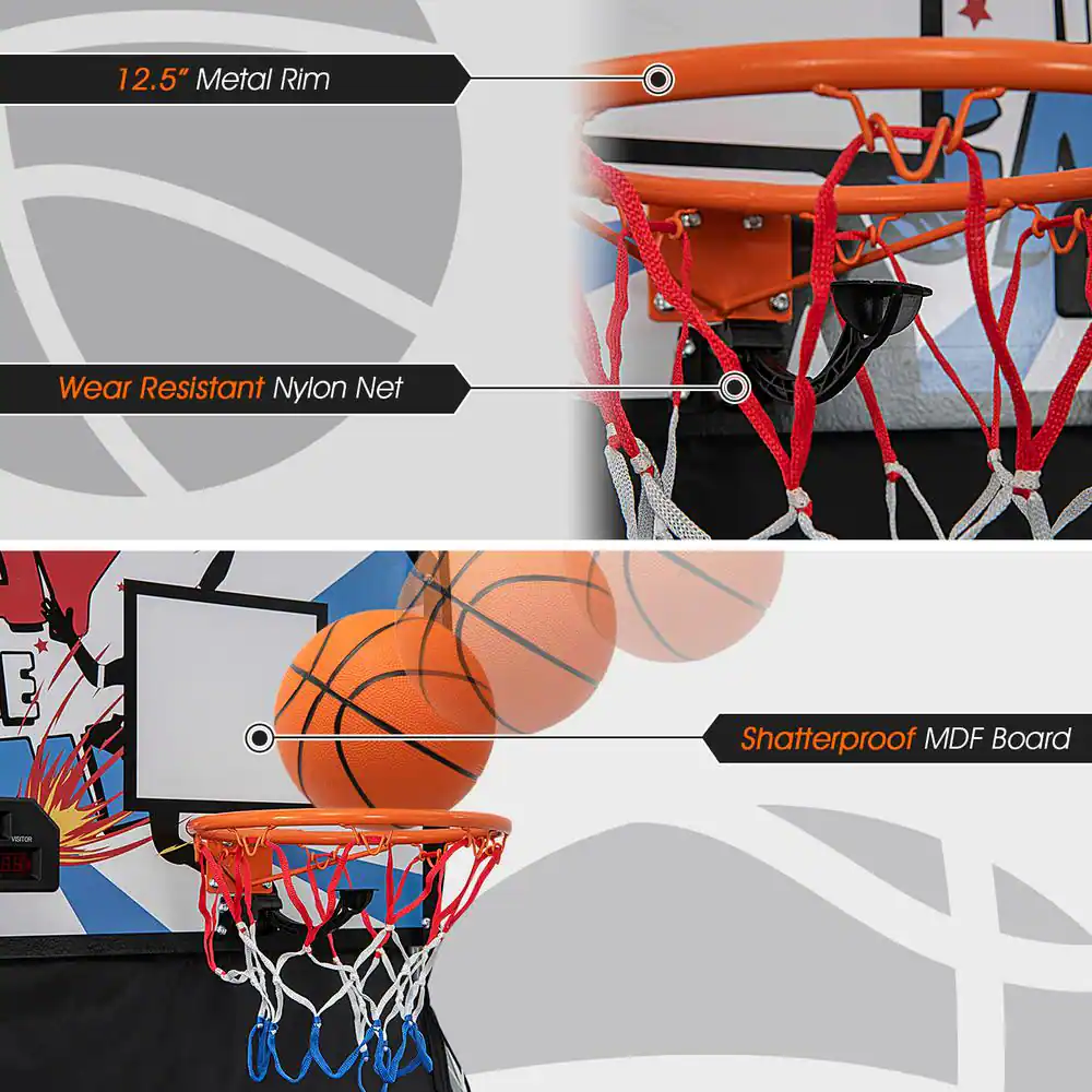 Dual LED Electronic Shot Basketball Arcade Game with 8 Game Modes 4 Balls Foldable