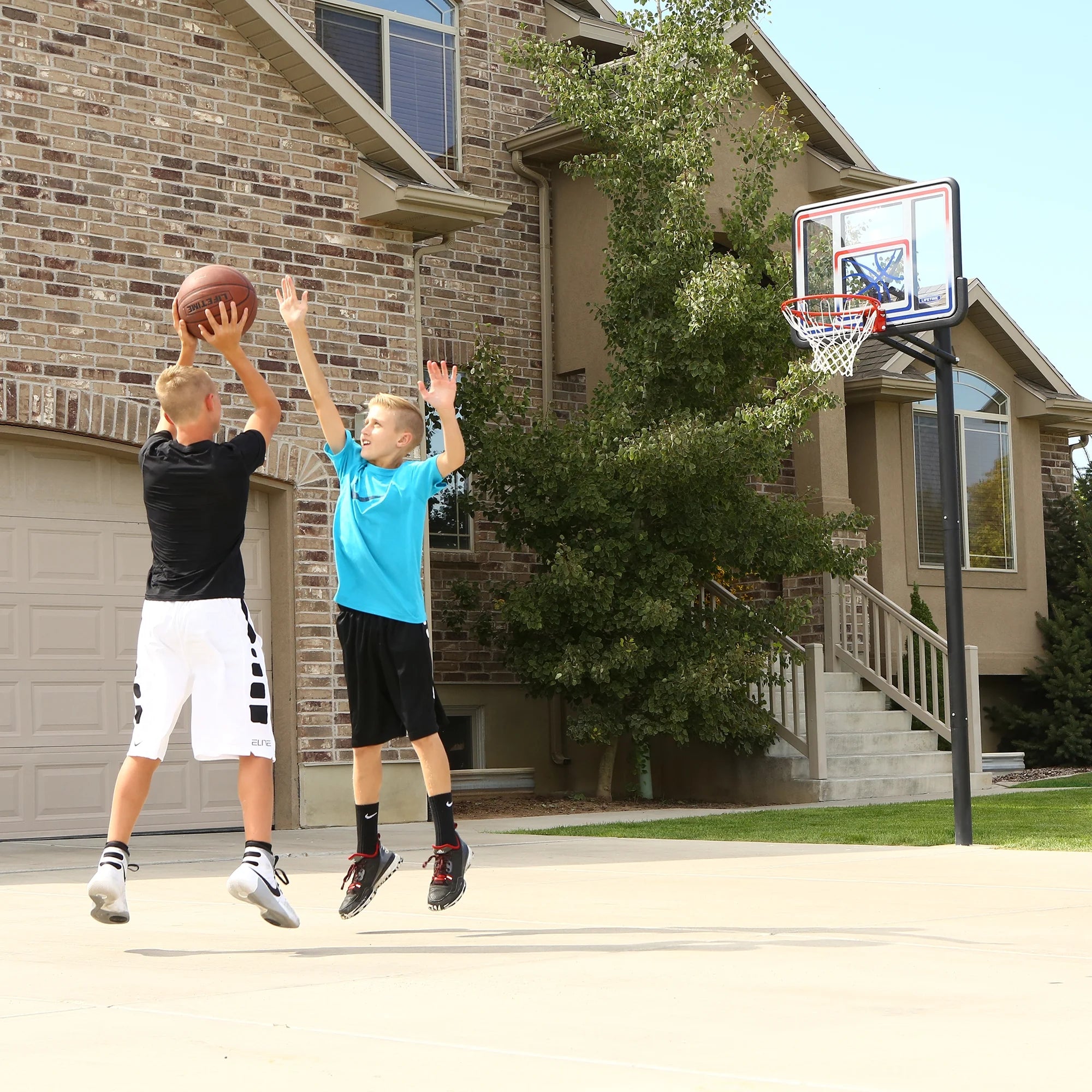 1008  44-Inch Adjustable Inground Basketball Hoop with Shatterproof Fusion Backboard, All-Weather Net, and Classic Steel Rim