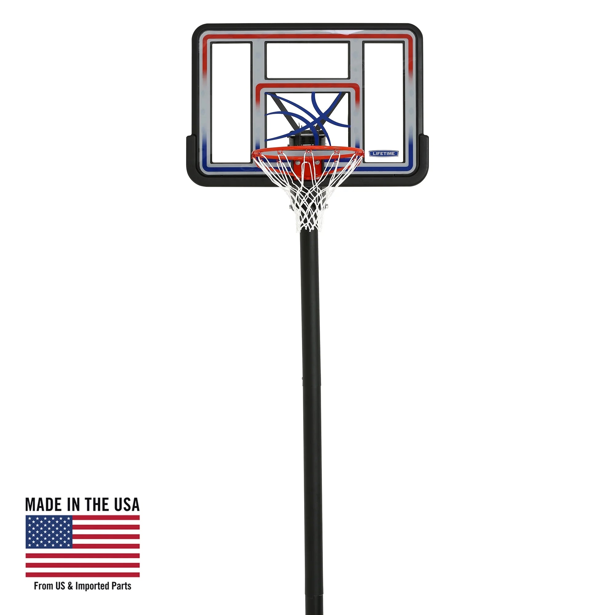 1008  44-Inch Adjustable Inground Basketball Hoop with Shatterproof Fusion Backboard, All-Weather Net, and Classic Steel Rim
