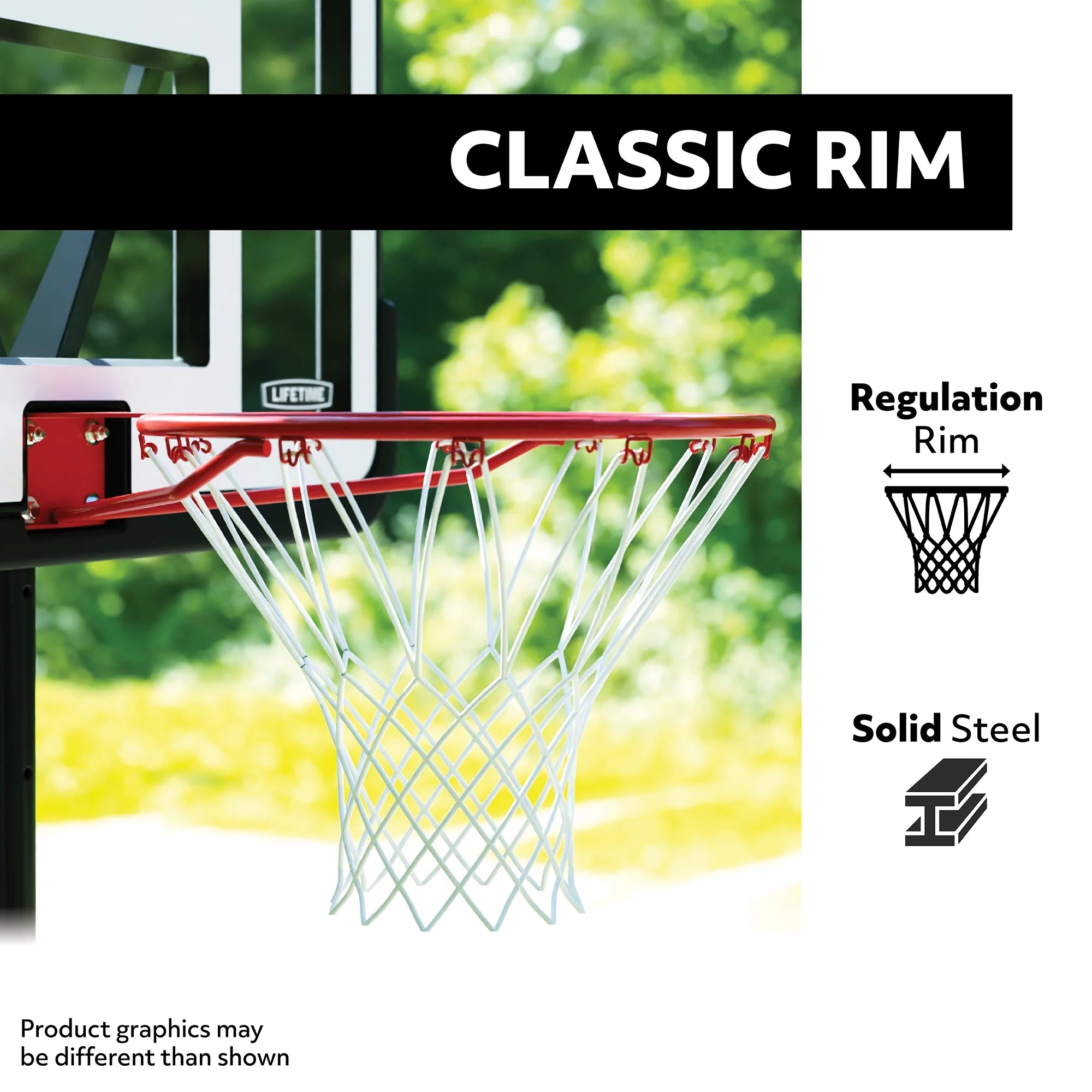 1008  44-Inch Adjustable Inground Basketball Hoop with Shatterproof Fusion Backboard, All-Weather Net, and Classic Steel Rim