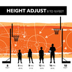 1008  44-Inch Adjustable Inground Basketball Hoop with Shatterproof Fusion Backboard, All-Weather Net, and Classic Steel Rim