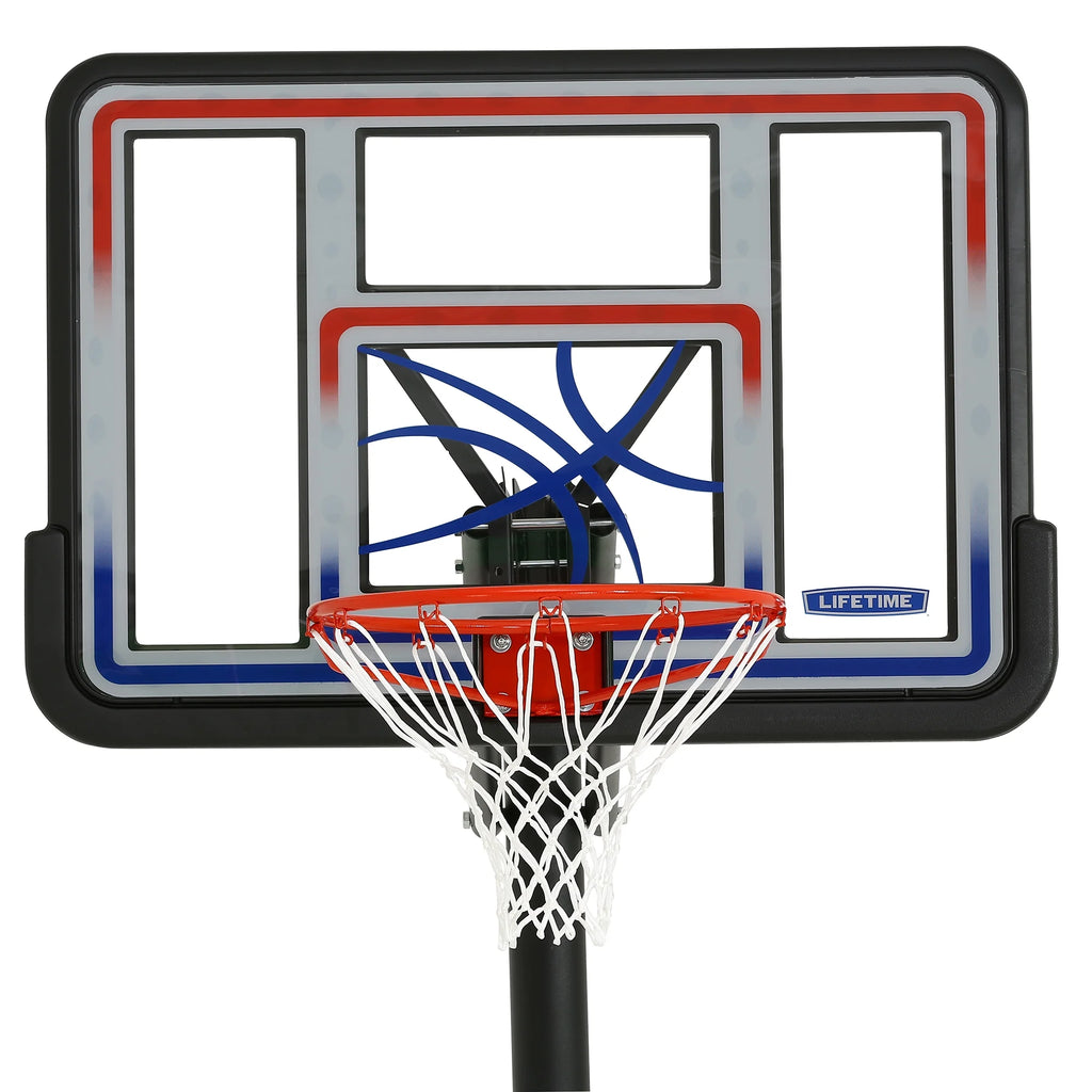 1008  44-Inch Adjustable Inground Basketball Hoop with Shatterproof Fusion Backboard, All-Weather Net, and Classic Steel Rim
